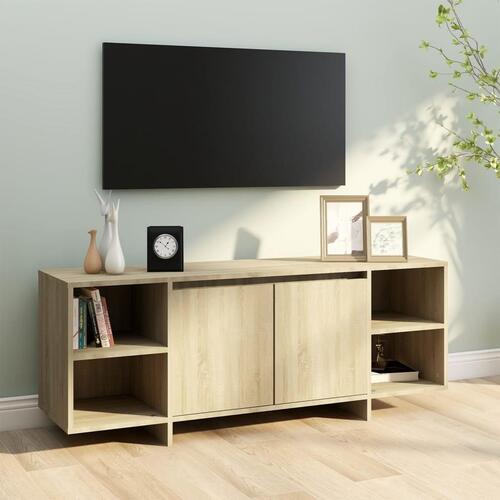 Tv-bord 130x35x50 cm konstrueret træ sonoma-eg