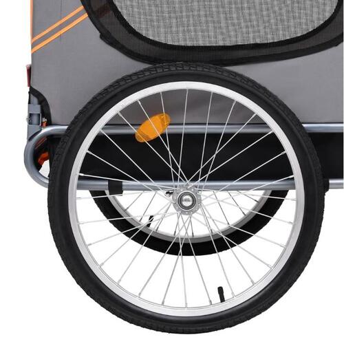 Cykelanhænger til hund orange og grå