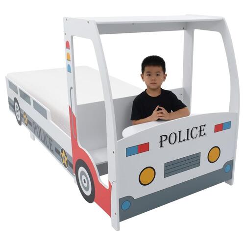 Børneseng politibil madras i memoryskum 90 x 200 cm