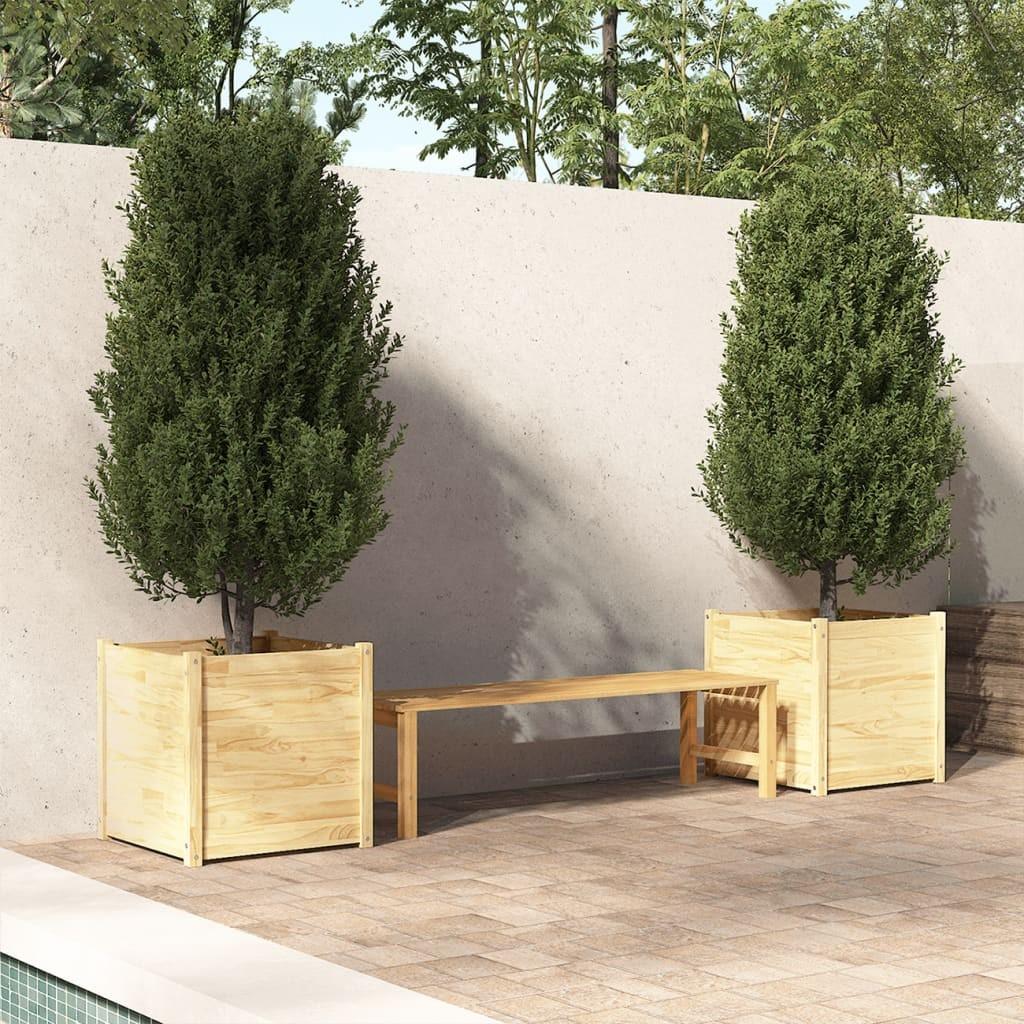 Plantekasser 2 stk. 60x60x60 cm massivt fyrretræ