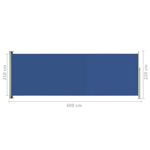 Sammenrullelig sidemarkise til terrassen 220x600 cm blå