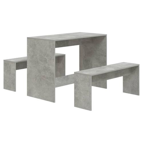 Spisebordssæt 3 dele konstrueret træ betongrå