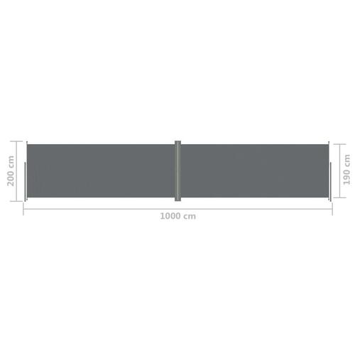 Sammenrullelig sidemarkise 200x1000 cm antracitgrå