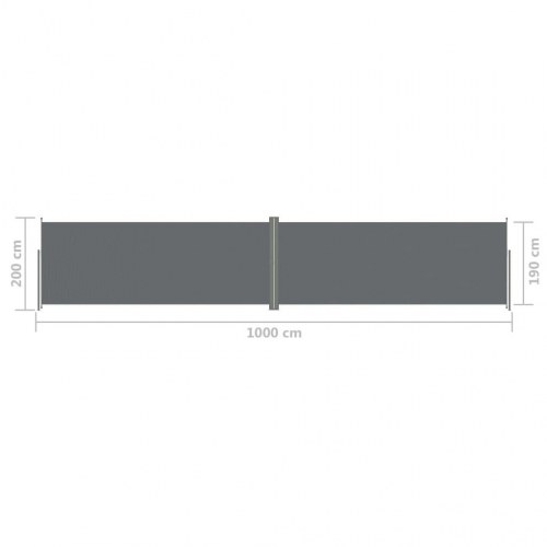 Sammenrullelig sidemarkise 200 × 1.000 cm - antracitgrå