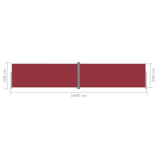 Sammenrullelig sidemarkise 200x1000 cm rød