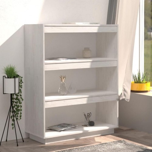 Bogreol/rumdeler 80×35×103 cm i massivt fyrretræ - hvid