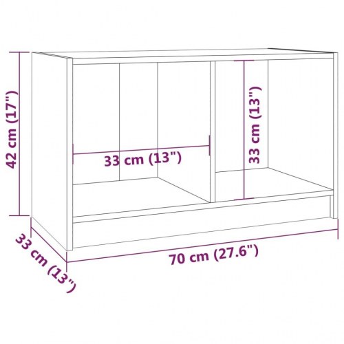 Tv-bord i massivt fyrretræ - hvid, 70 × 33 × 42 cm