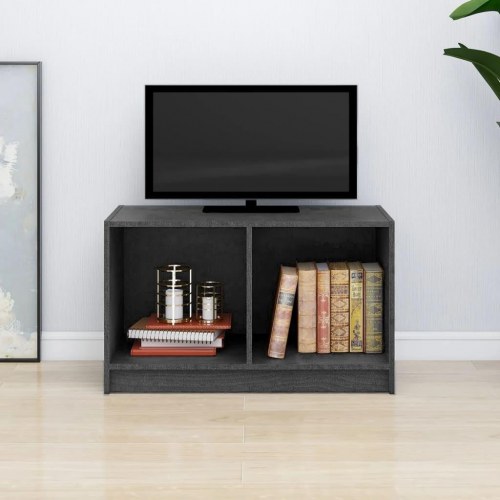 Tv-bord i massivt fyrretræ - grå 70 × 33 × 42 cm