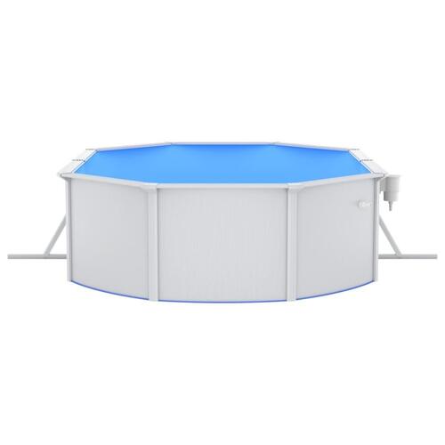 Swimmingpool med stålvæg 490x360x120 cm oval hvid