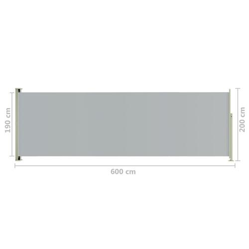 Sammenrullelig sidemarkise til terrassen 200x600 cm grå