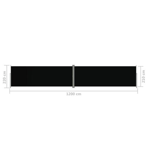 Sammenrullelig sidemarkise 220x1200 cm sort