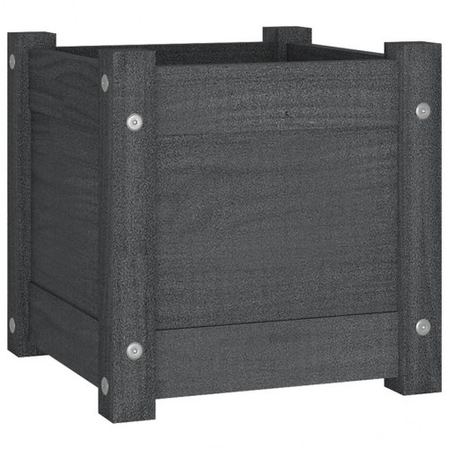 Plantekasse 31x31x31 cm massivt fyrretræ grå
