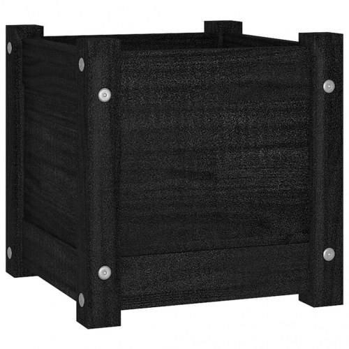 Plantekasse 31x31x31 cm massivt fyrretræ sort