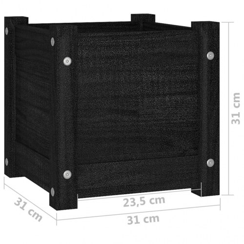 Plantekasse 31x31x31 cm massivt fyrretræ sort