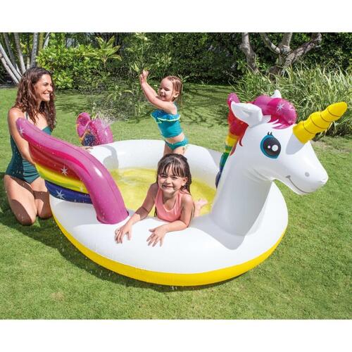 Intex badebassin med sprøjtefunktion Unicorn 272x193x104 cm