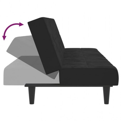 2-personers sovesofa fløjl sort