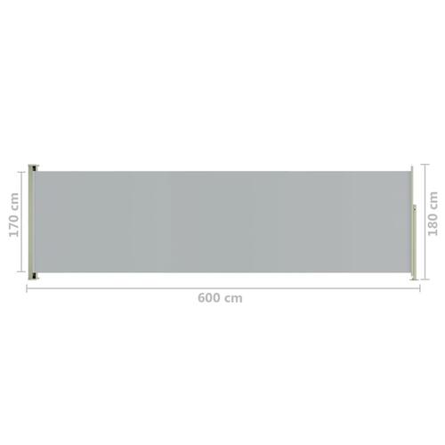 Sammenrullelig sidemarkise til terrassen 180x600 cm grå