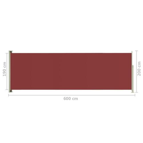 Sammenrullelig sidemarkise til terrassen 200x600 cm rød