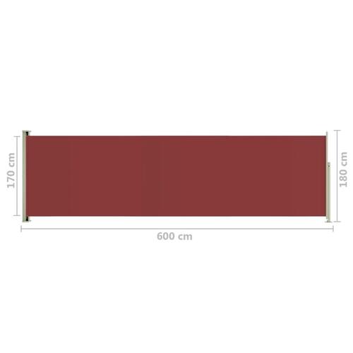 Sammenrullelig sidemarkise til terrassen 180x600 cm rød