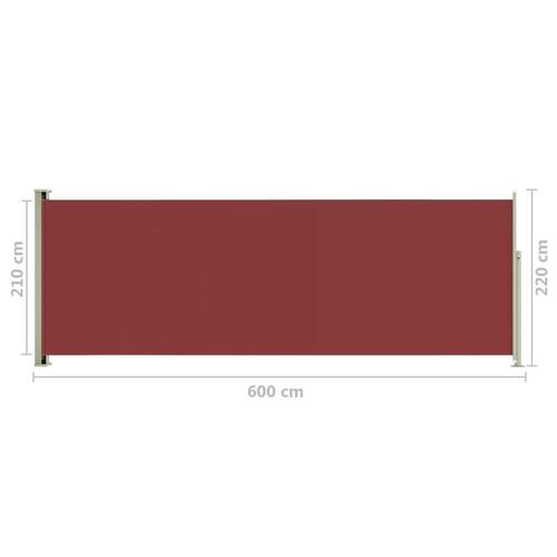 Sammenrullelig sidemarkise til terrassen 220x600 cm rød