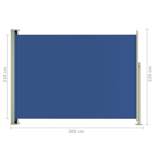 Sammenrullelig sidemarkise til terrassen 220x300 cm blå
