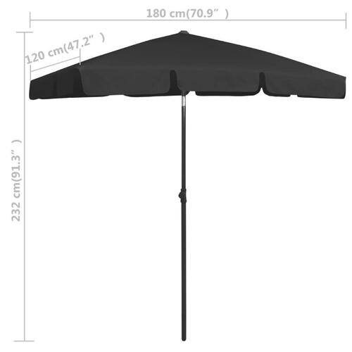 Strandparasol 180x120 cm sort