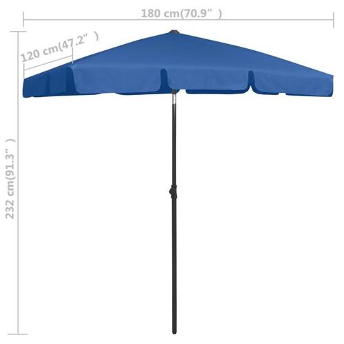 Strandparasol 180x120 cm azurblå