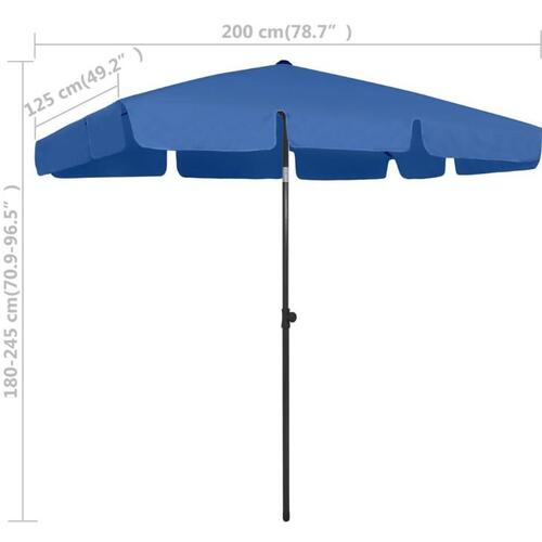 Strandparasol 200x125 cm azurblå