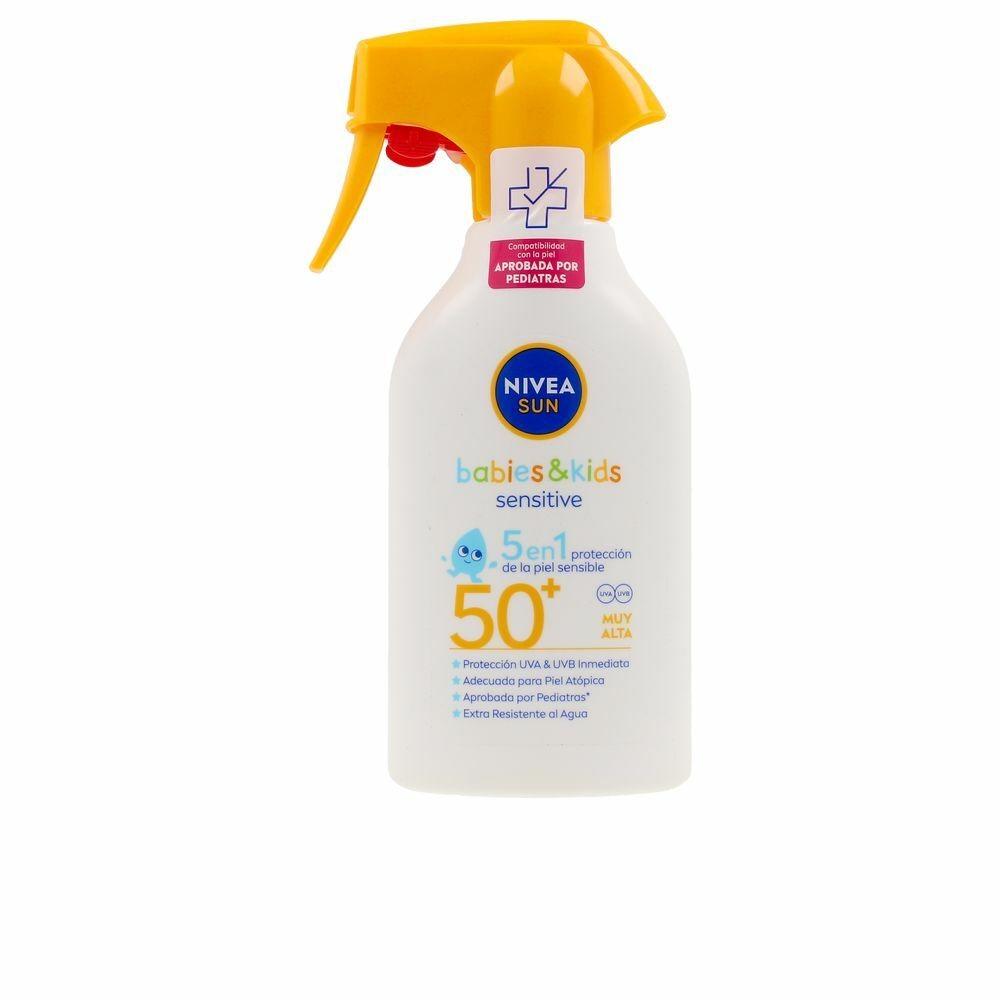Se Nivea Sun Babies & Kids Sensitive 5-i-1 Spray Solcreme SPF50+ 270 ml hos Boligcenter.dk