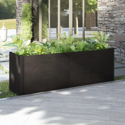 Plantekasse 200x50x70 cm massivt fyrretræ sort