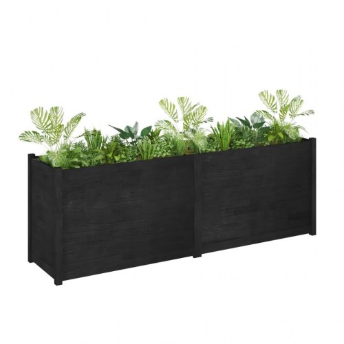 Plantekasse 200x50x70 cm massivt fyrretræ sort