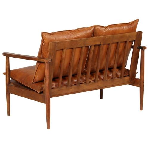 3 personers sofa ægte skind med massivt akacietræ brun