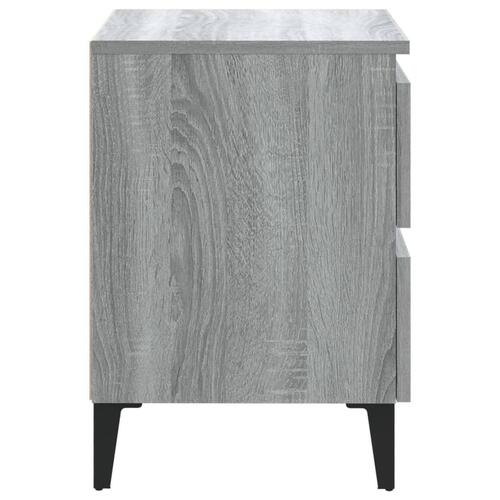 Sengebord med metalben 40x35x50 cm grå sonoma-eg