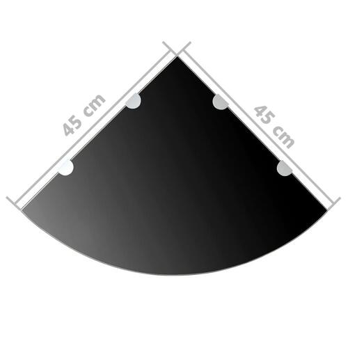 Hjørnehylder m. krombeslag 2 stk. 45 x 45 cm glas sort