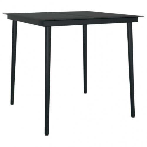 Spisebordssæt til haven 3 dele - sort glasbord og 2 stole