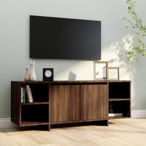 Tv-bord 130x35x50 cm konstrueret træ brun egetræsfarve