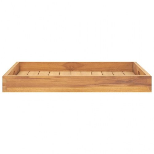 Serveringsbakke i massivt teaktræ 60 × 60 cm med håndtag