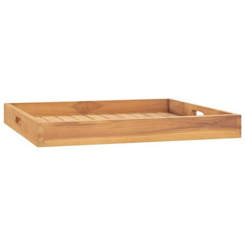 Serveringsbakke i massivt teaktræ 60 × 60 cm med håndtag