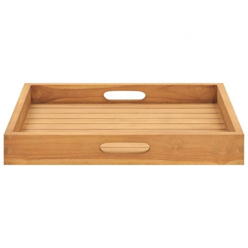 Serveringsbakke 50x50 cm massivt teaktræ