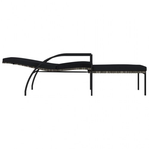 Liggestole 2 stk. med fodskammel polyrattan grå