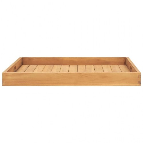 Serveringsbakke 70 × 70 cm - massivt teaktræ med håndtag
