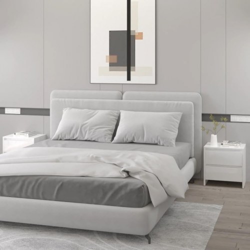 Sengeborde 2 stk. 45x34,5x44,5 cm konstrueret træ hvid højglans