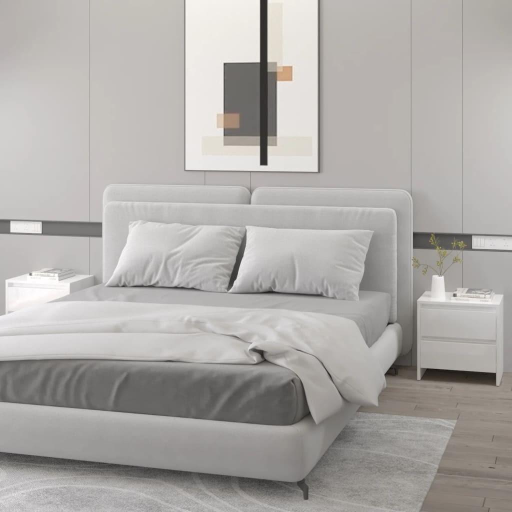 Sengeborde 2 stk. 45x34,5x44,5 cm konstrueret træ hvid højglans