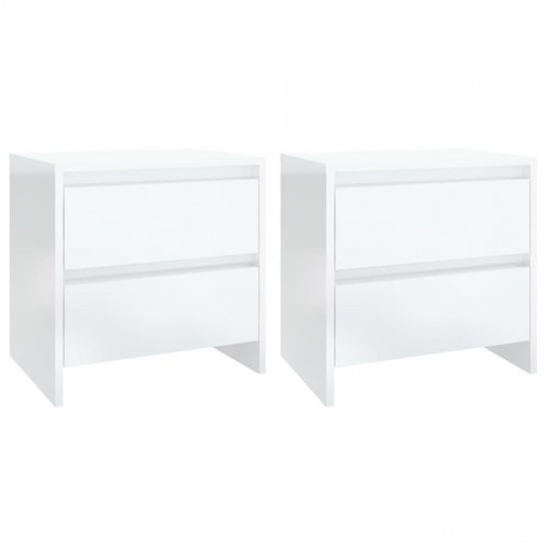 Sengeborde 2 stk. 45x34,5x44,5 cm konstrueret træ hvid højglans