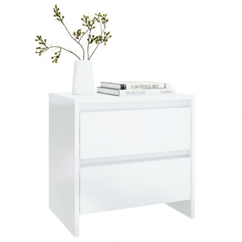 Sengeborde 2 stk. 45x34,5x44,5 cm konstrueret træ hvid højglans