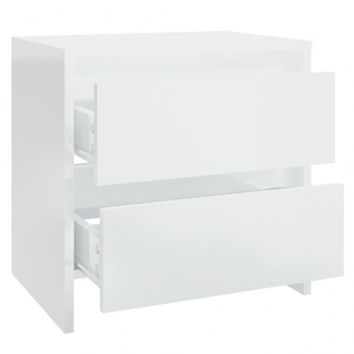 Sengeborde 2 stk. 45x34,5x44,5 cm konstrueret træ hvid højglans