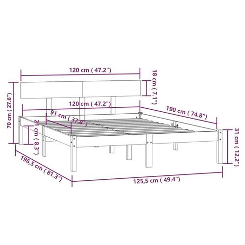 Sengeramme 120x190 cm Small Double massivt træ sort
