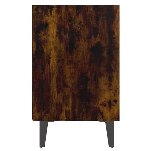 Sengeborde med metalben 2 stk. 40x30x50 røget egetræsfarve
