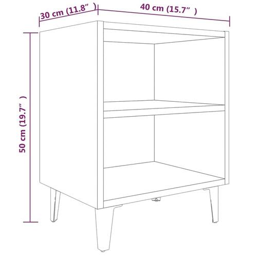 Sengeborde med metalben 2 stk. 40x30x50 cm grå sonoma-eg