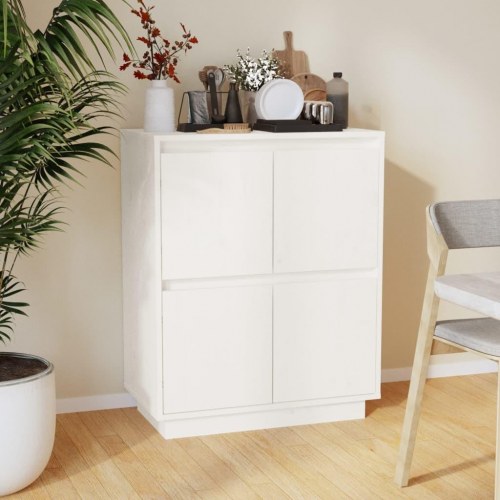 Skænk i massivt fyrretræ 60 x 34 x 75 cm - hvid